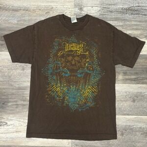 Vintage Y2k Dickies Brown Mens L Skull Dragon Mallgoth Skater Grunge Graphic Tee
